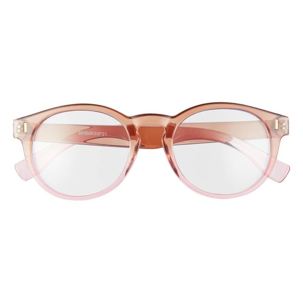 BP 58mm Round Ombre Blue Light Blocking Glasses In Nude - Picture 2 of 7